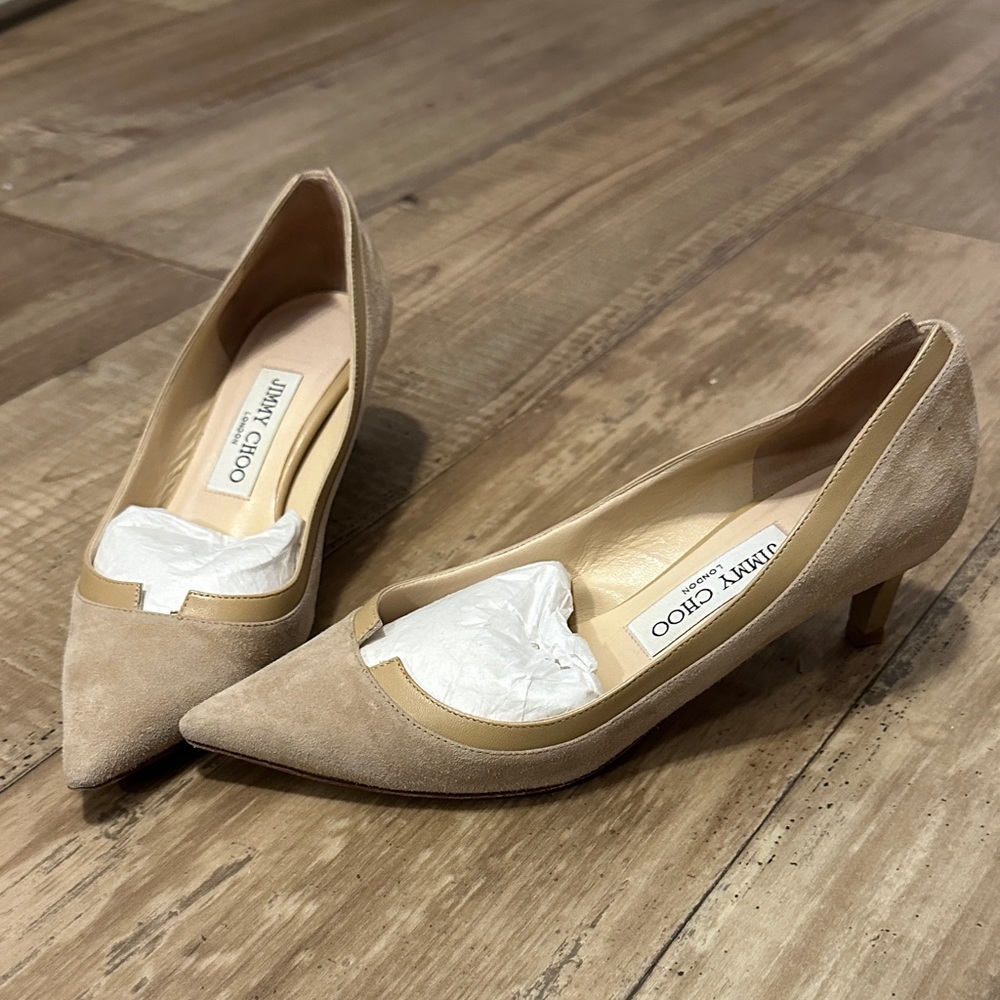 Jimmy Choo Nude Suede Heels